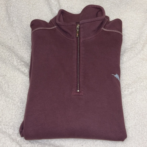 Tommy Bahama Burgundy Half Zip - Picture 1 of 4